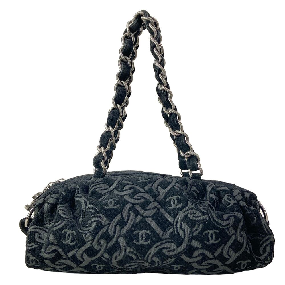 Chanel Shoulder Bag Black Silver